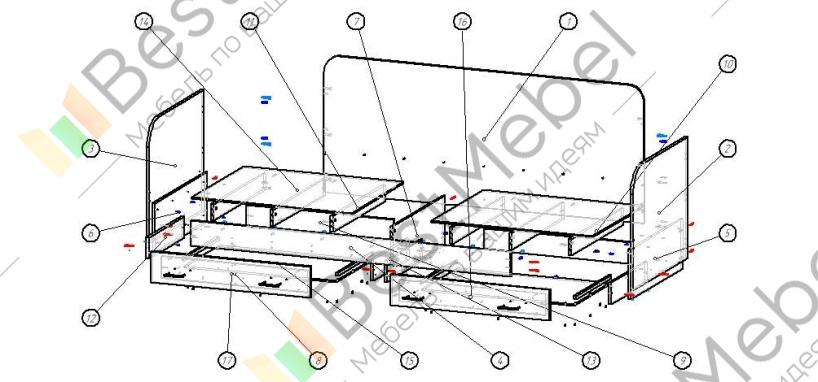 Схема сборки кровати из дсп