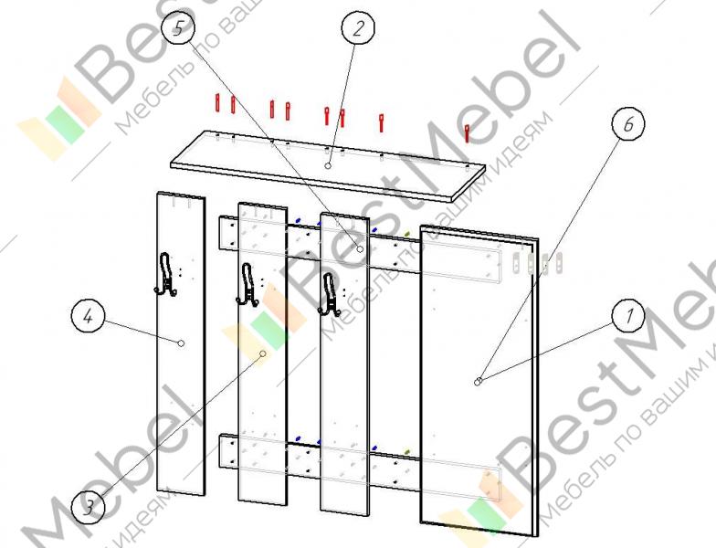 Чертеж настенной вешалки для одежды