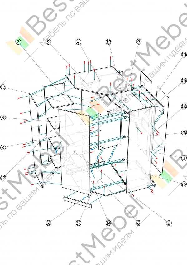 Шкаф угловой сакура схема сборки