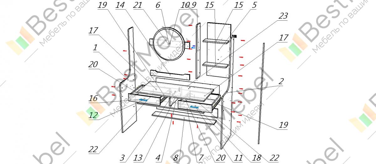Туалетный стол бланка схема сборки