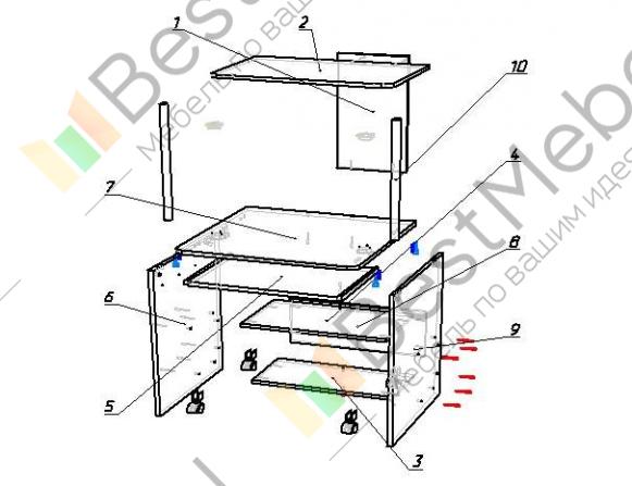 Стол компьютерный капитан схема сборки
