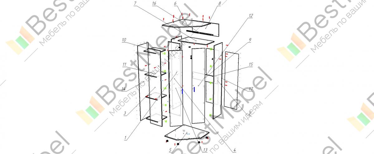 Шкаф угловой сакура схема сборки