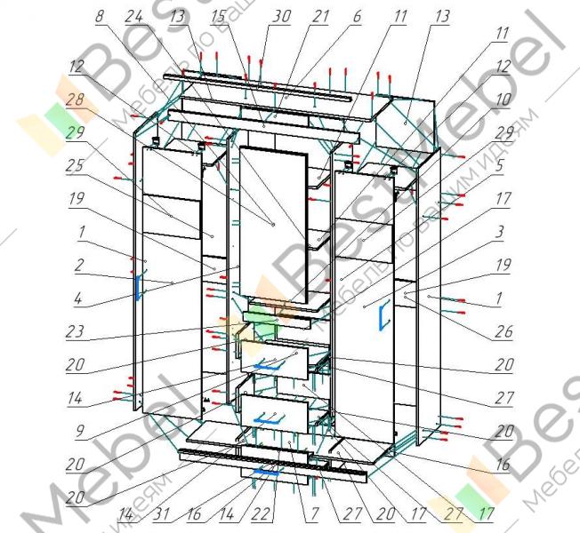 Шкаф купе маэстро с зеркалом схема сборки