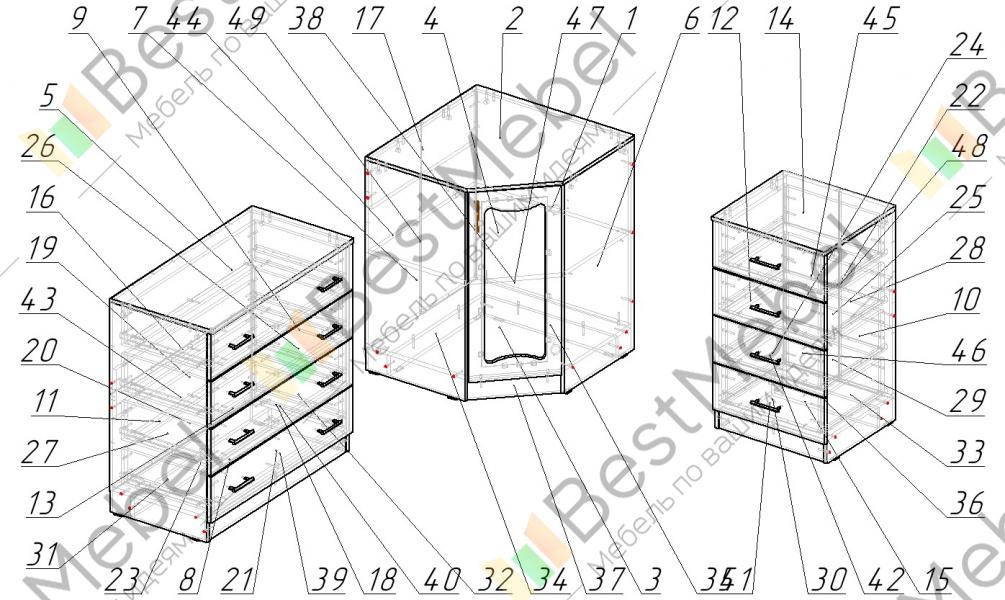 Чертежи угловых комодов