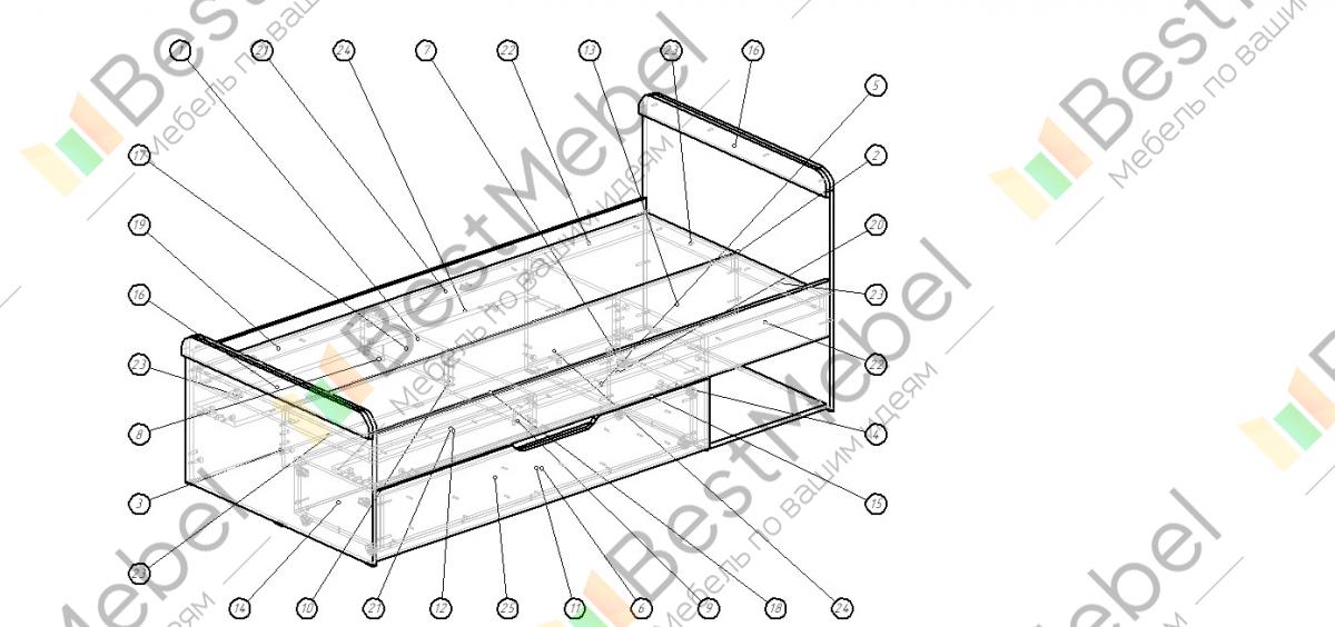 Кровать орион с ящиками схема сборки