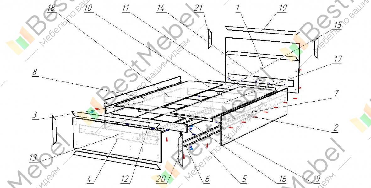 Кровать милана 1 схема сборки