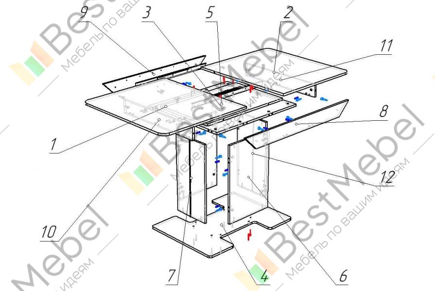 Схема сборки кухонного стола