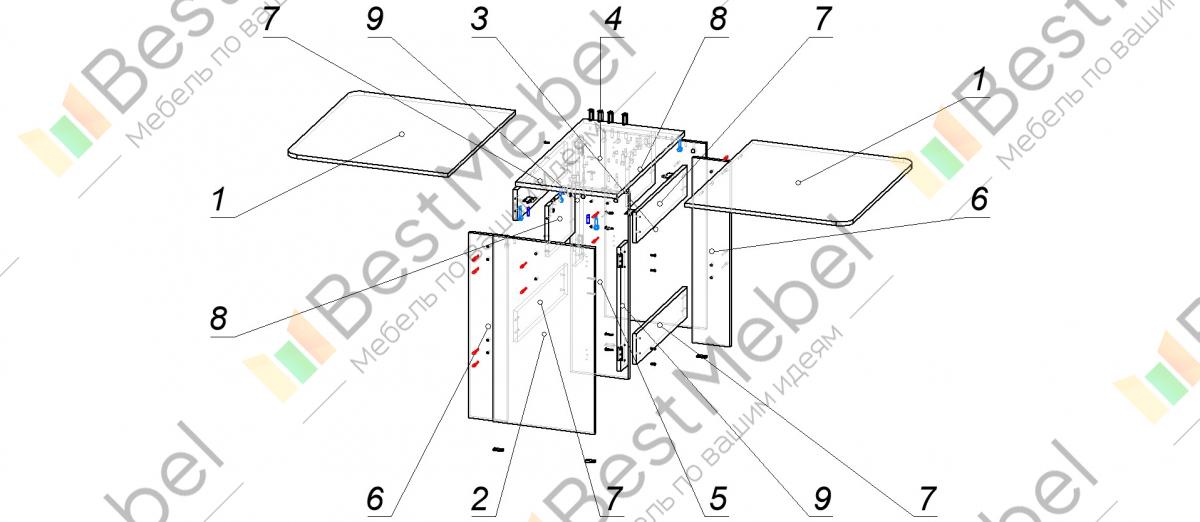 Схема сборки углового кухонного стола