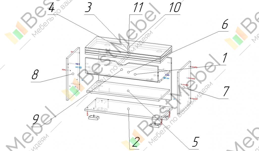 Схема сборки тумбы для обуви