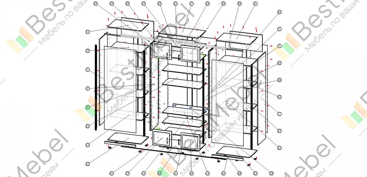 Схема сборки шкафа купе сакура