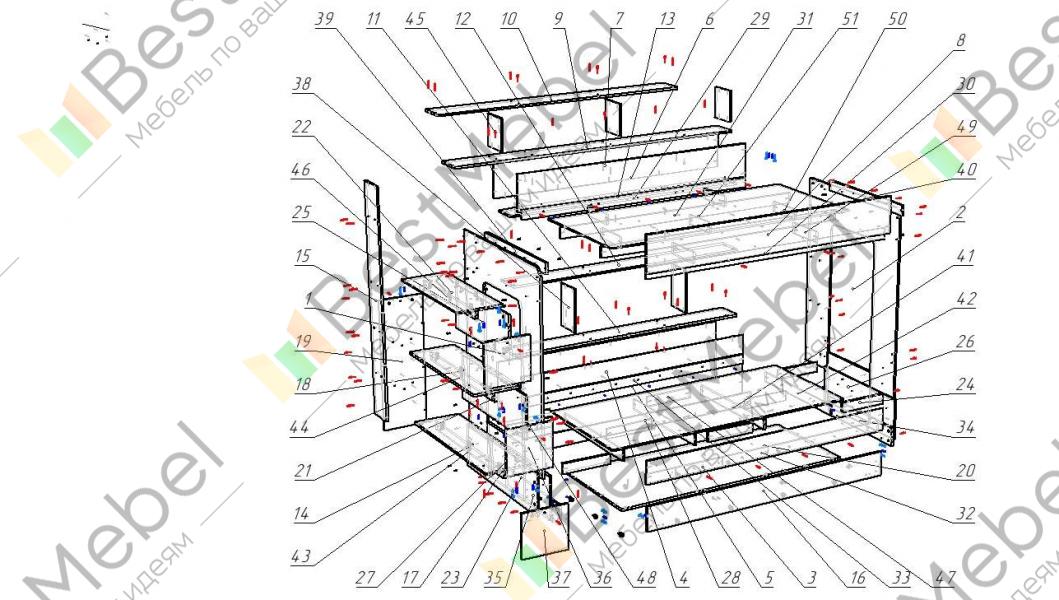 Кровать двухъярусная астра 6 схема сборки
