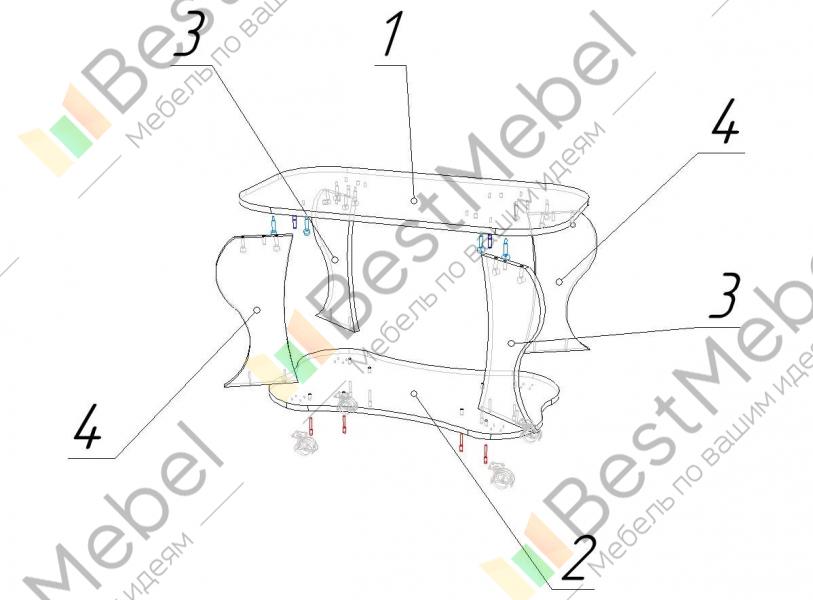 Схема сборки стола престиж