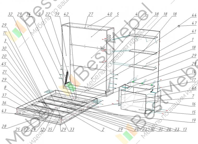 Шкаф кровать трансформер схема сборки