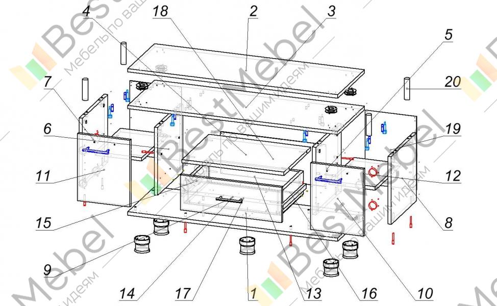 Схема сборки тумбы под телевизор