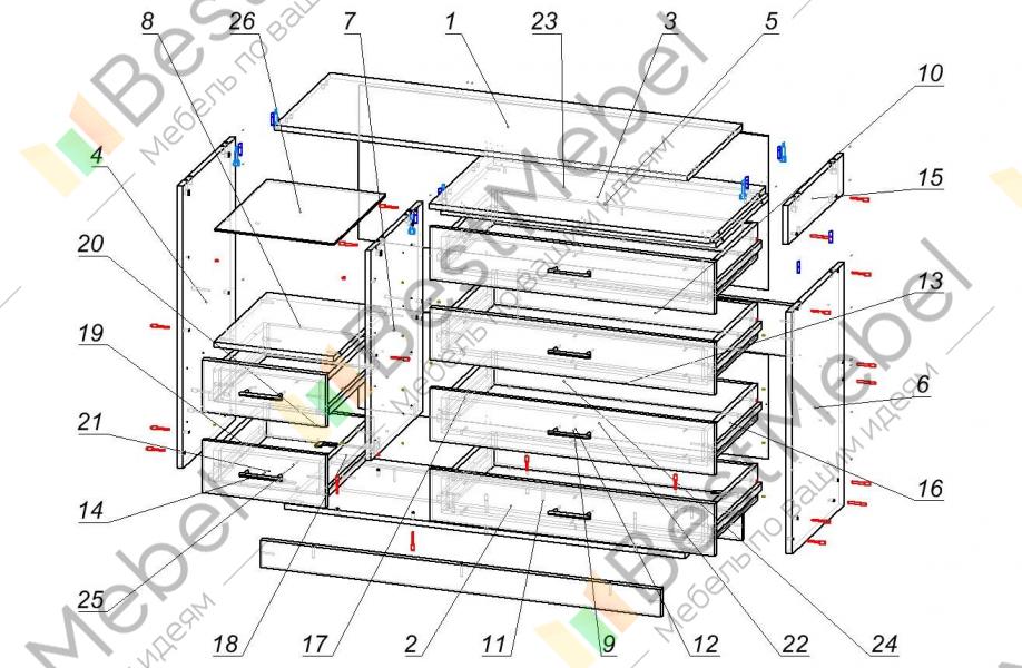 Собрать комод с выдвижными ящиками своими руками схема