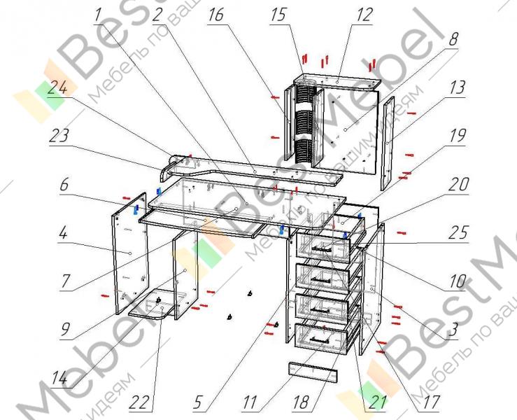 Компьютерный стол ск 16 схема сборки