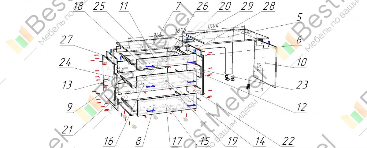 Сборка стол тумба стандарт