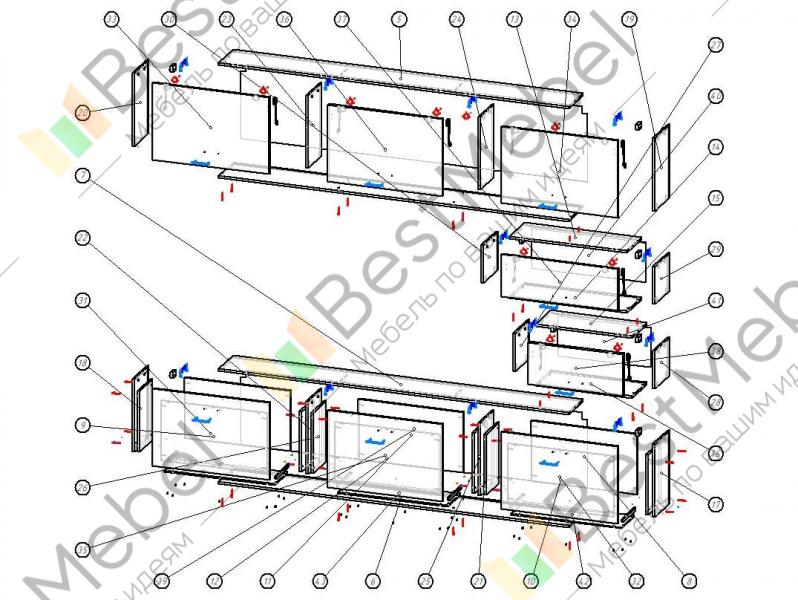 Схема сборки мебельной стенки