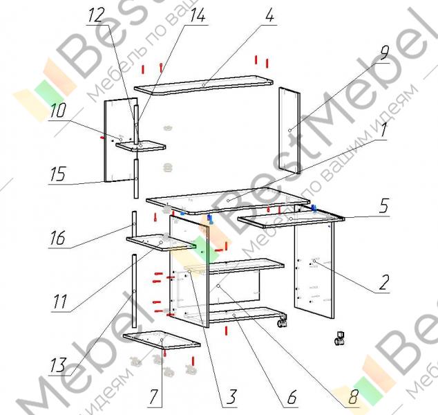 Компьютерный стол ск 17 схема сборки