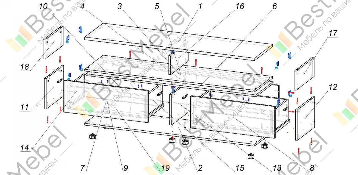 Схема сборки тумбы под тв