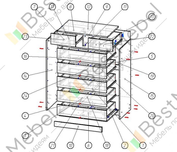 Комод асти 6 ящиков сборка