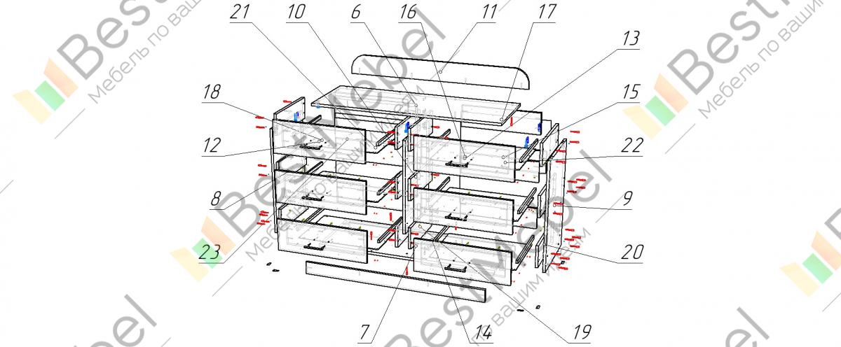 Схема сборки комод стандарт 6 - фото