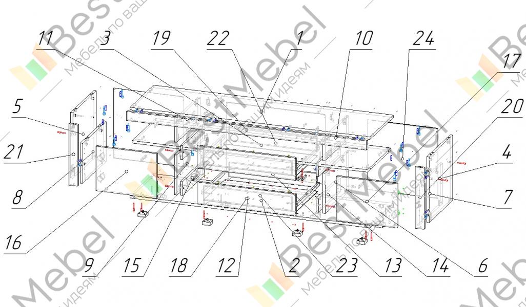 Схема сборки тумбы под телевизор