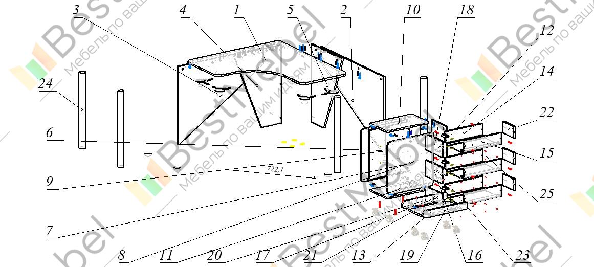 Стол компьютерный капитан схема сборки