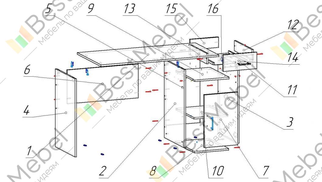 Компьютерный стол схема сборки