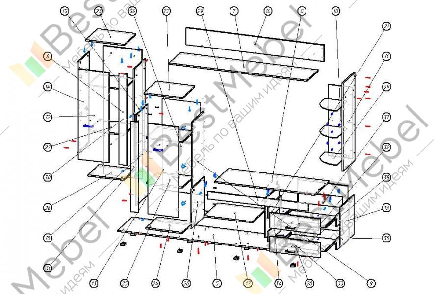 Схема сборки шкаф купе фаворит