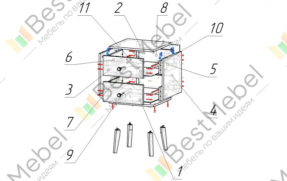 Тумба прикроватная ронда bms 420x420x400