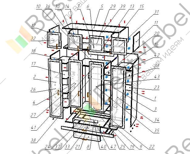 Схема сборки распашного шкафа