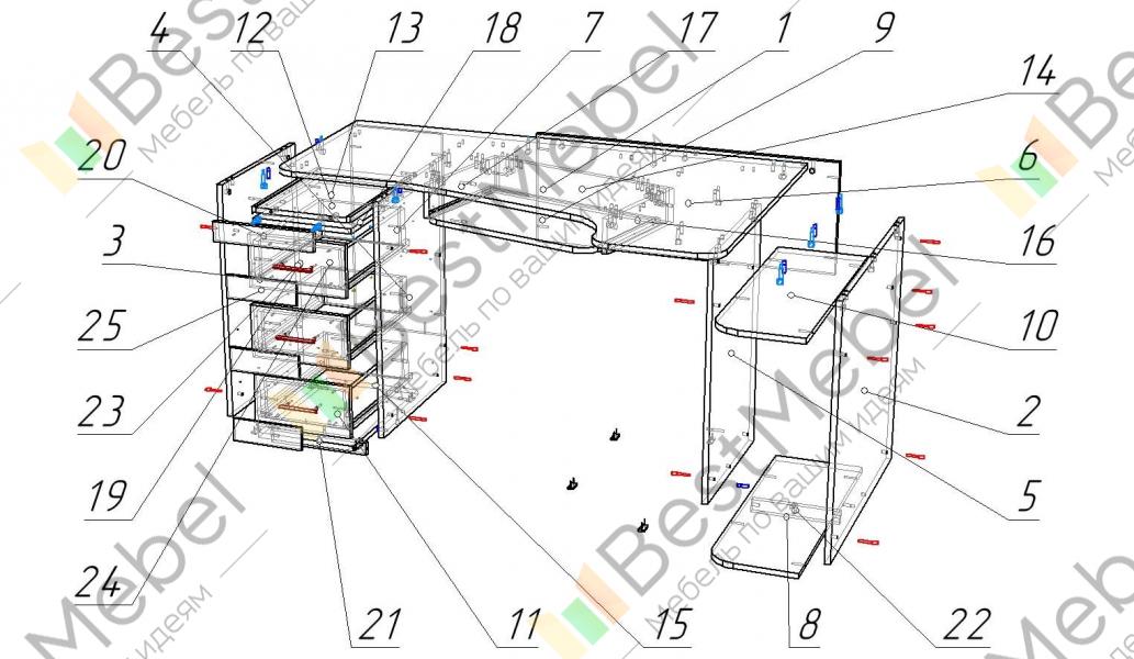 Компьютерный стол схема сборки