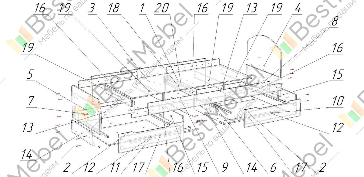 Схема сборки кровати светлана