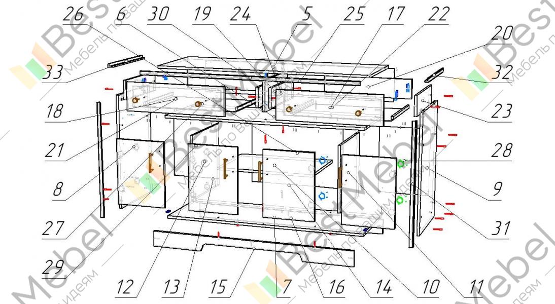 Схема сборки комода стенворд
