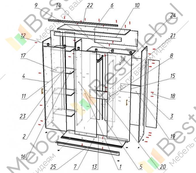 Схема сборки шкафа купе миллениум 2