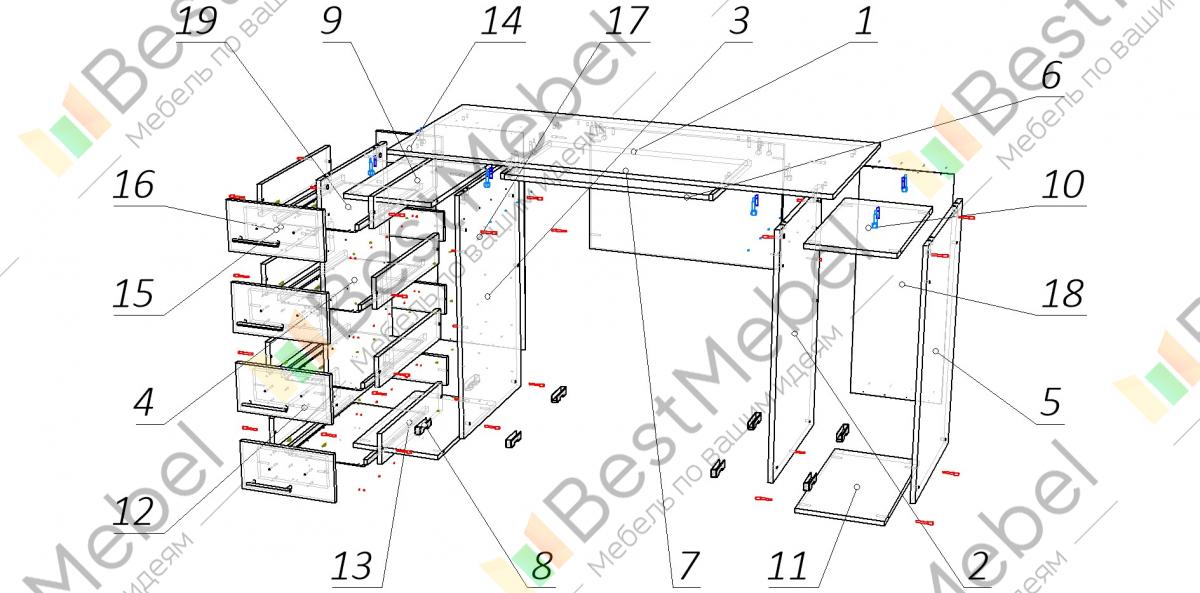 Стол компьютерный квартет 9 схема сборки