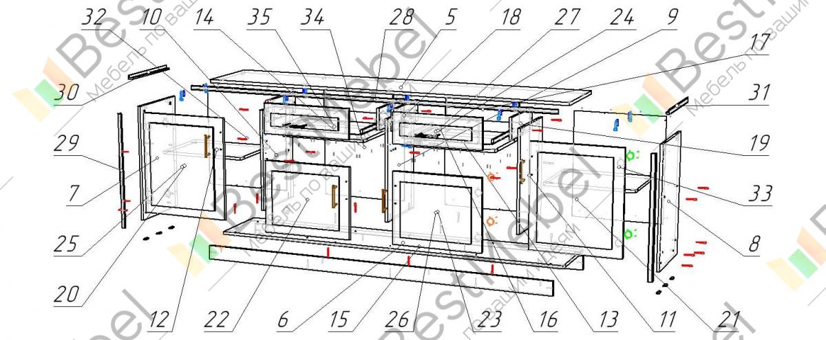 Схема сборки комода стенворд