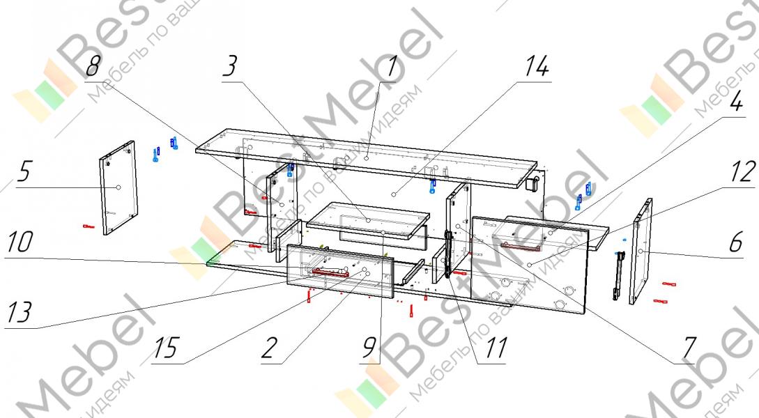 Схема сборки тумбы под телевизор