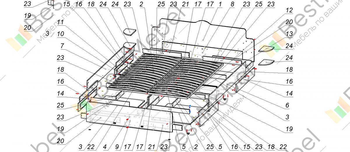 Схема сборки кровати соната
