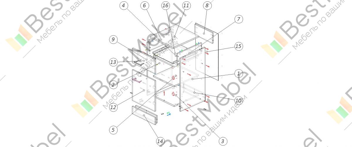 Схема сборки тумбы для ванной
