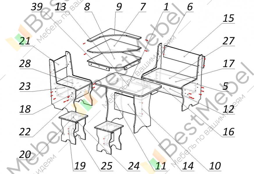Кухонный уголок березка схема сборки