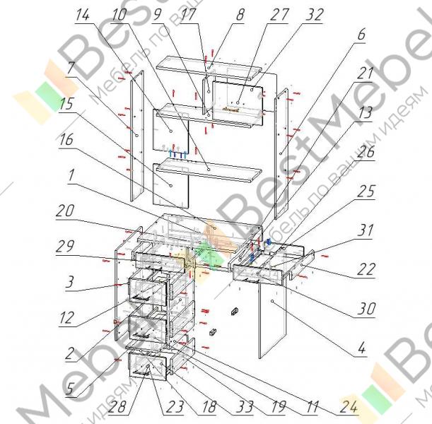 Компьютерный стол робин глянец 3 bms