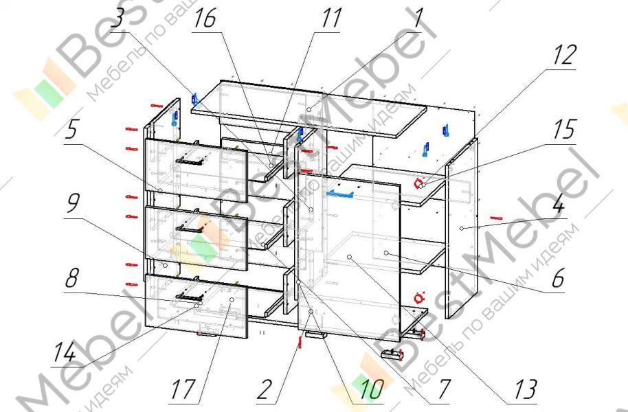 Схема сборки комода александра 23