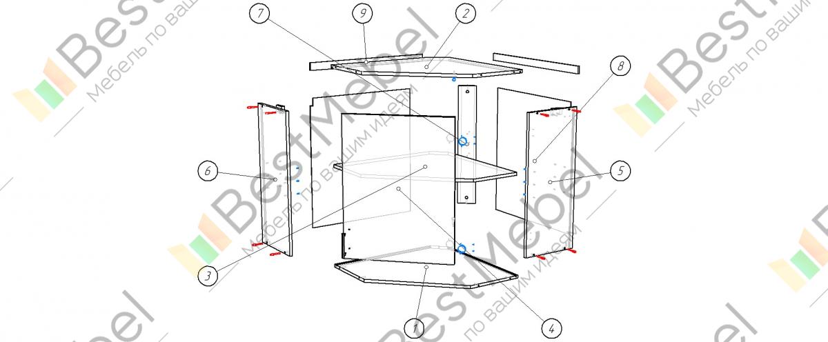 Полка угловая схема сборки