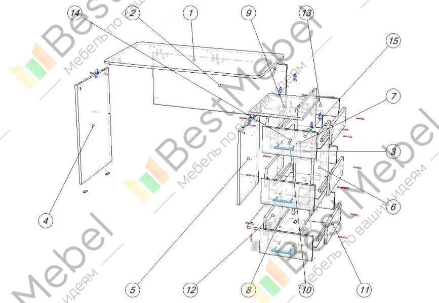 Стол письменный сити 1 схема сборки