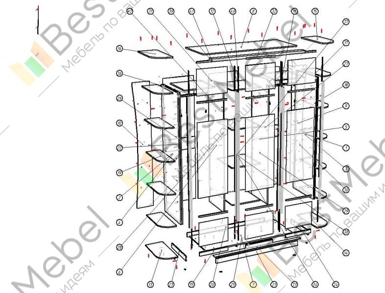 Шкаф джоконда 5 дверный схема сборки