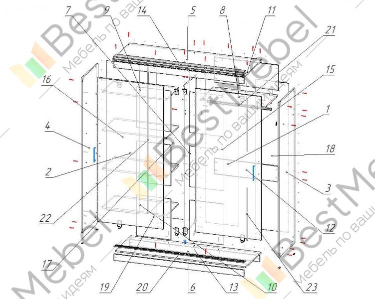 Схема сборки шкафа купе элегант