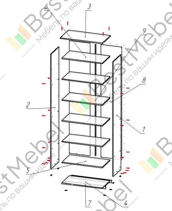 Стеллаж схема с размерами