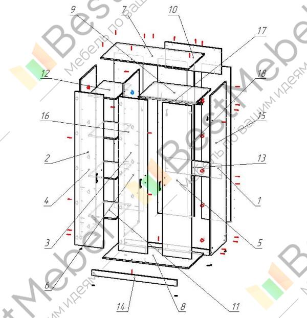 Схема сборки распашного шкафа